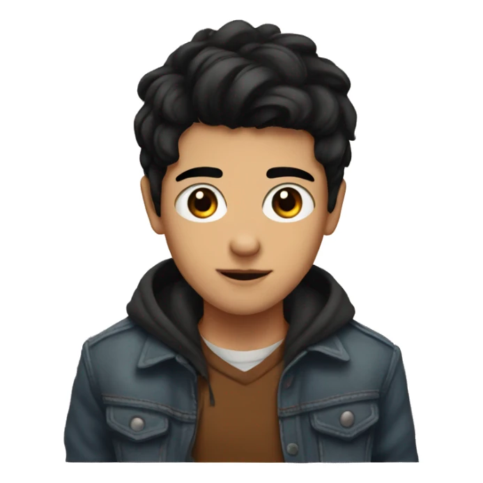 Heart with a black hair and brown eye boy insinde sticker