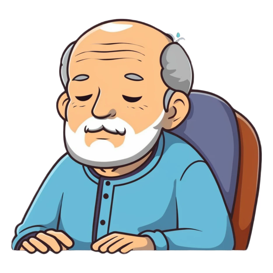 elderly grandfather in peaceful rest with stars sticker