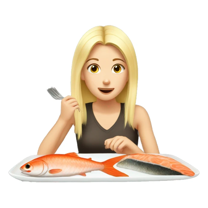 Blonde girl eating raw fish sticker