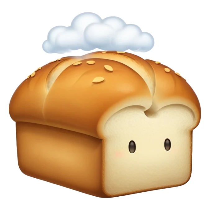 loaf of bread with steam rising, simple and bright sticker