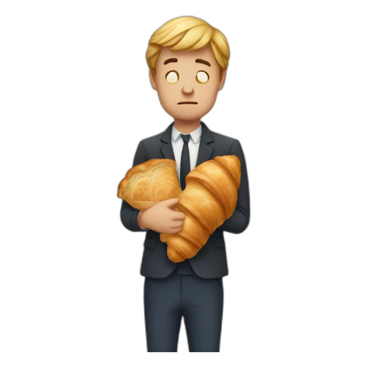 sad man french man with croissant in his hands sticker