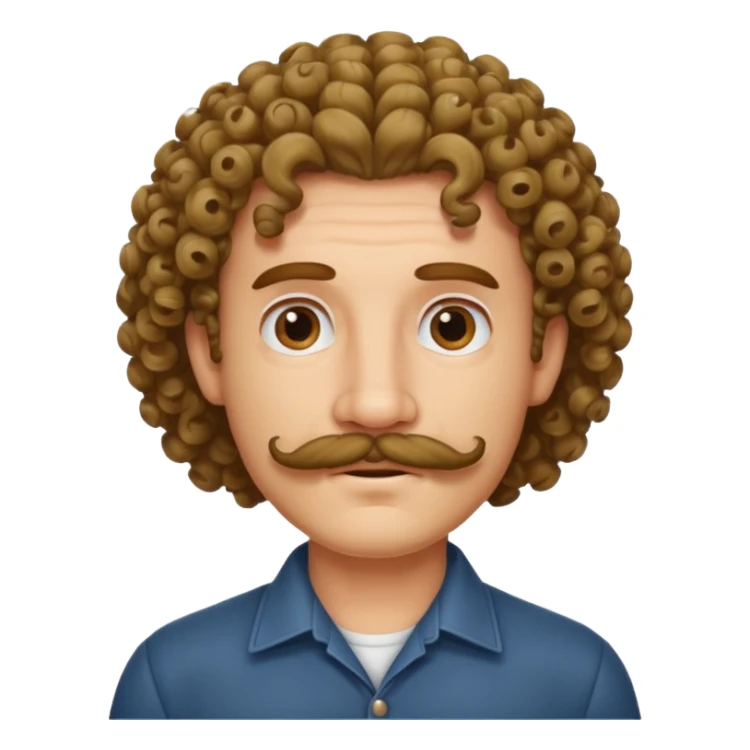 Man with mustache and curly hair sticker