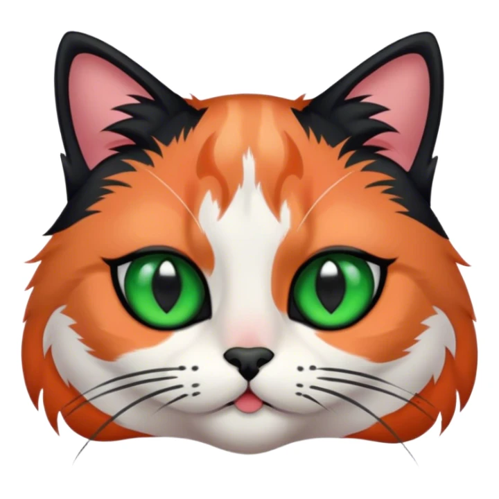 calico cat with black fur around eyes and green eyes  sticker