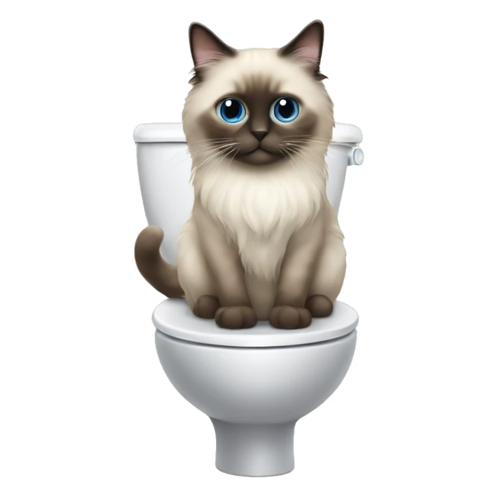 Ragdoll cat sitting on a toilet  sticker
