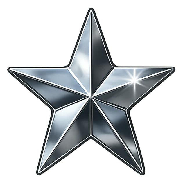 tiny star with a mirror finish, glamorous and stylish, no background sticker