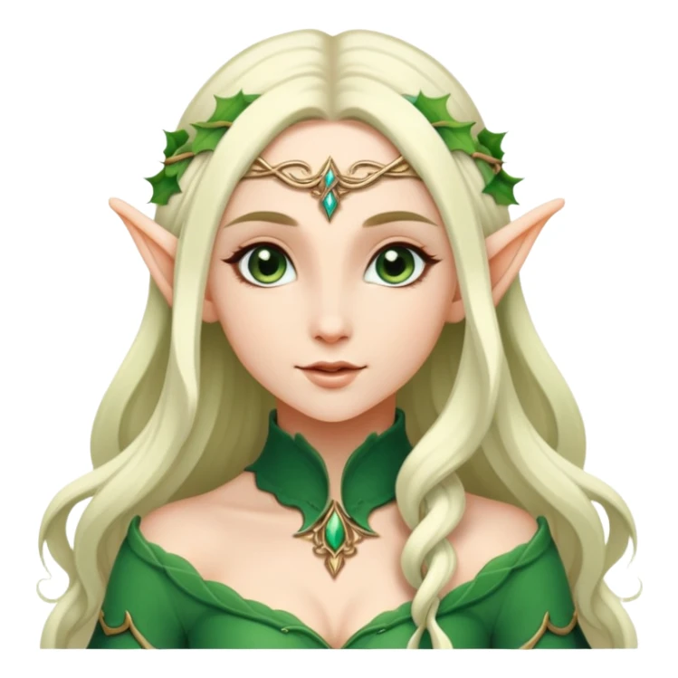 beautiful female elf with flowing hair, elegant features, graceful pose sticker