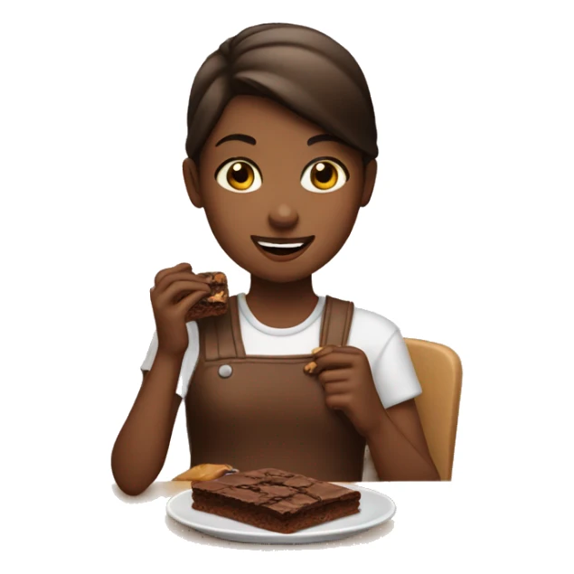A girl eating a brownie sticker