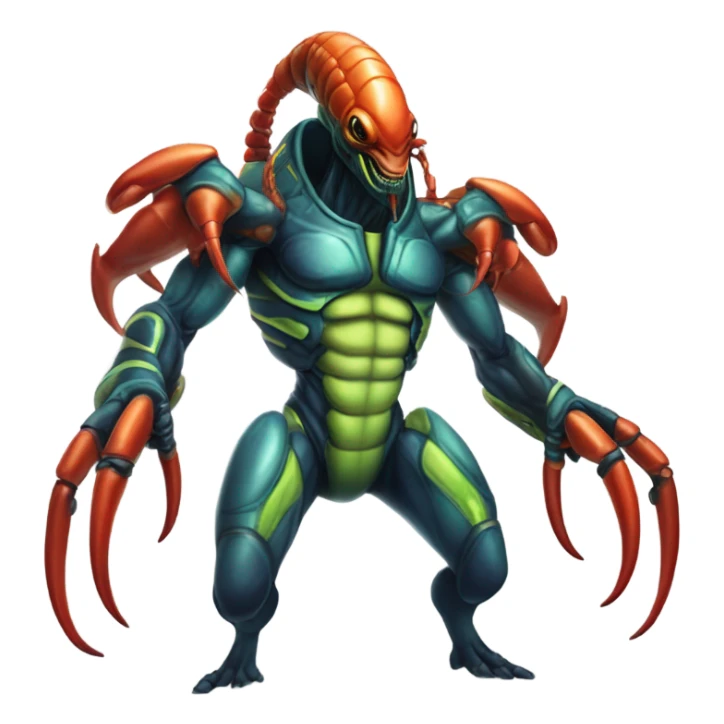 a alien male humman hybrid lobster alien military sticker