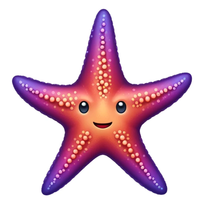 color gradient between red and purple glitter cute starfish sticker