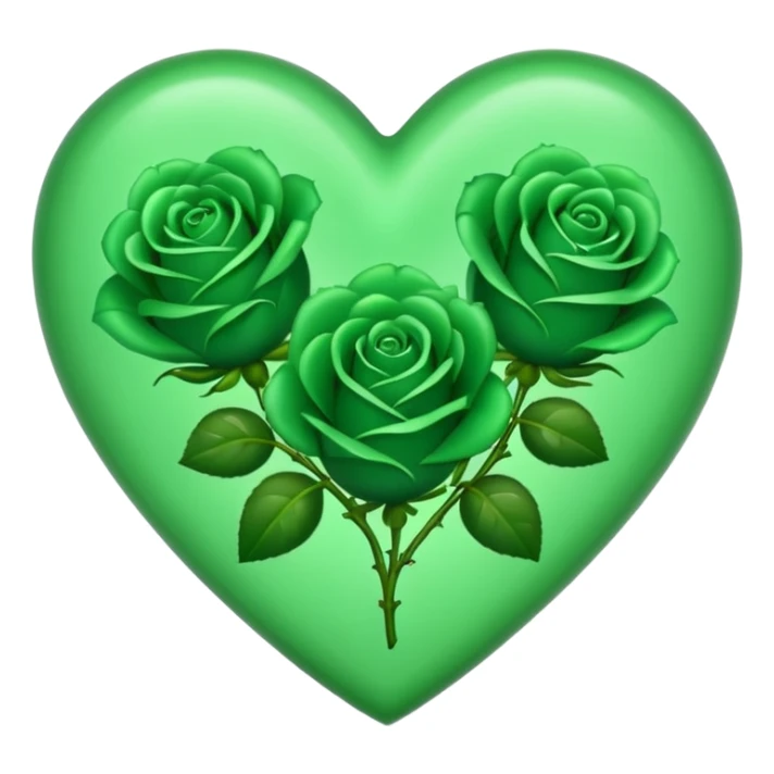Green Heart with Little 3 green Roses  sticker