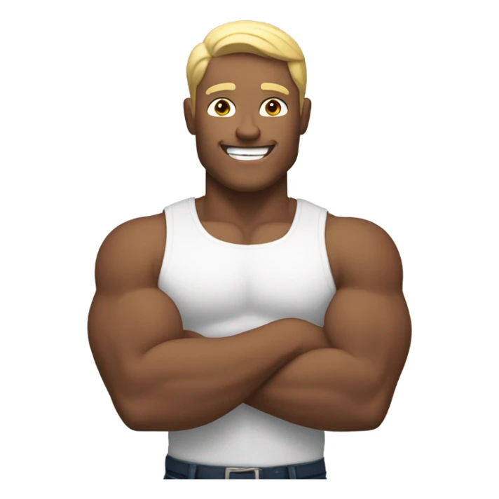 white culturist showing hand behind head smiling sticker