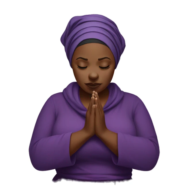 Dark Plus size woman praying with purple head wrap   sticker