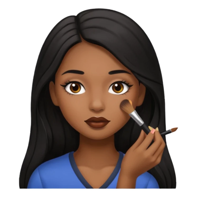 Una niña morena maquillandose con pelo largo sticker