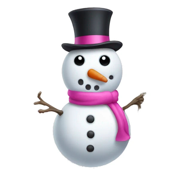Pink snowman with stick arms and top hat  sticker