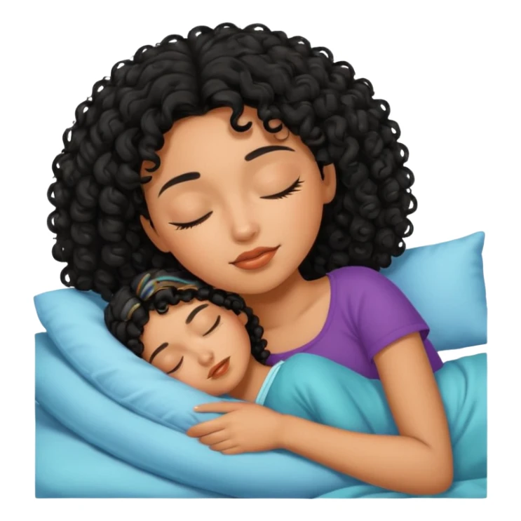 latina girl with black curly hair sleeping sticker
