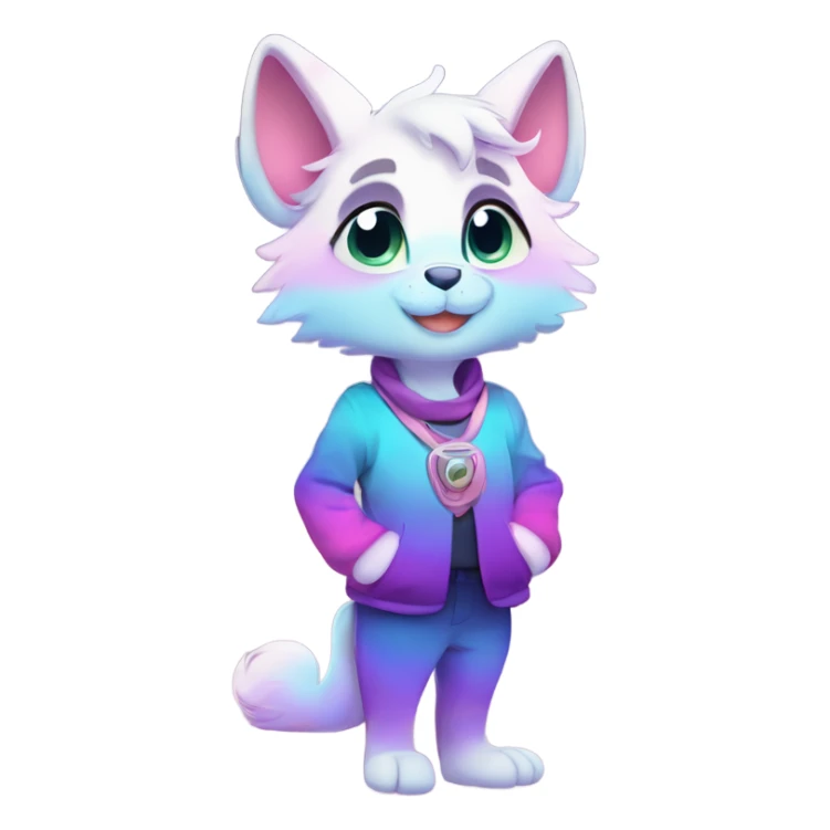 Adorable innocent cute gradient-Sparkle-nebula-fursona anthropomorphic furry, full body sticker