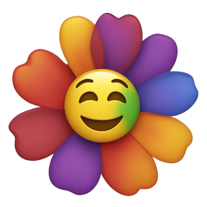 Flower with red yellow green orange purple blue with a big grin sticker