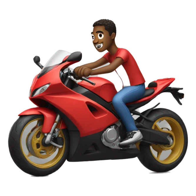Guy on a red sports bike sticker