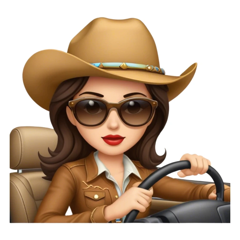Brunette Cowgirl wearing sunglasses driving sticker