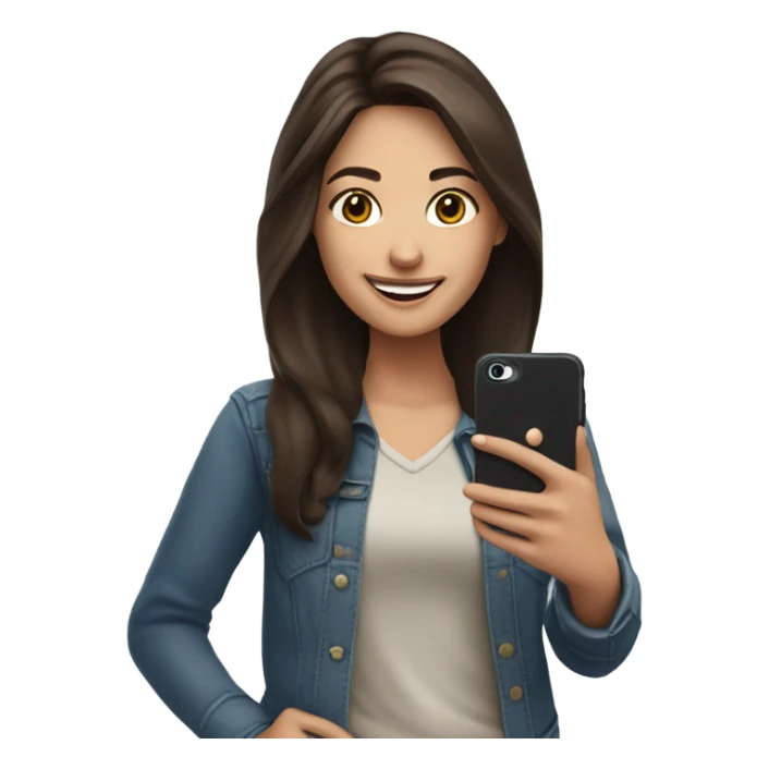 Brunette Girl taking selfie with her phone sticker