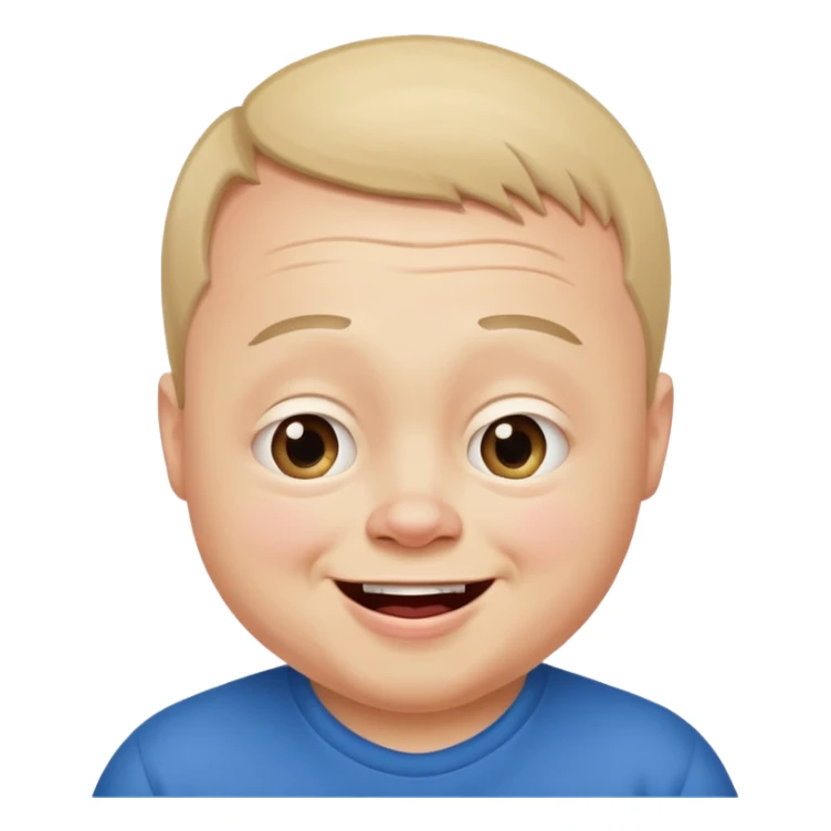 A man with Downs syndrom and CP making a funny face sticker