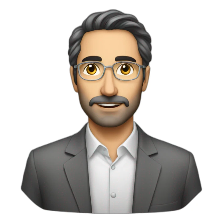 40yo male Iranian lawyer no crawat and glass sticker