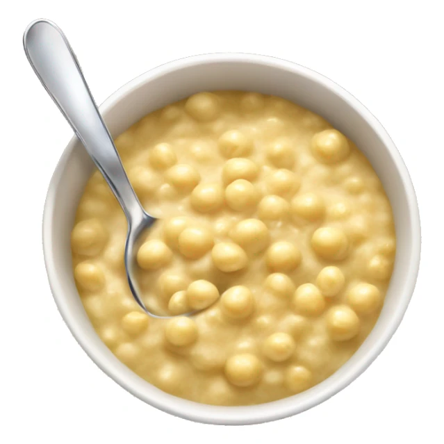 Yellow pea porridge in a bowl with a spoon - realism sticker