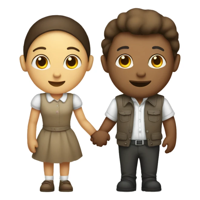 one girl potato and one boy potato holding hands (white) sticker