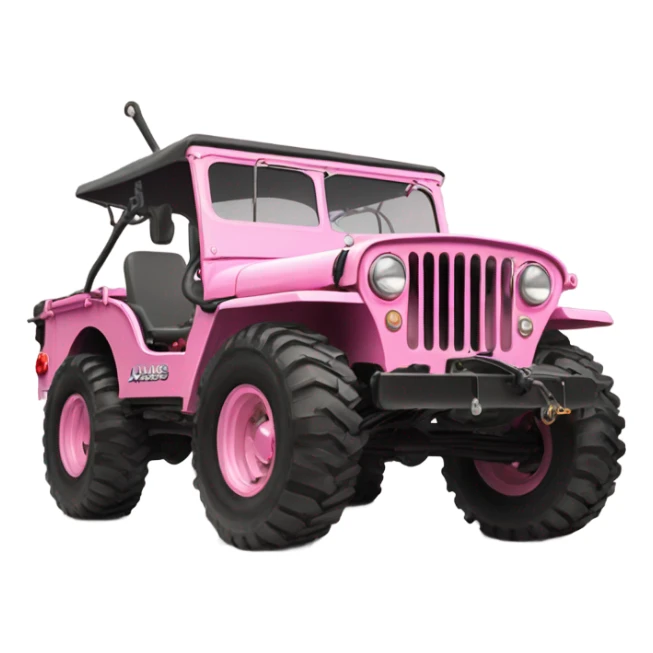 Full size jungle tour 1942 Willy’s pink jeep crawler with installed winch on bumper  sticker