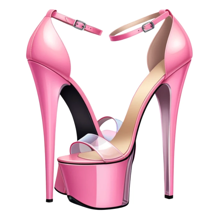 ultra realistic pair of platform open toe pink glass heels sticker