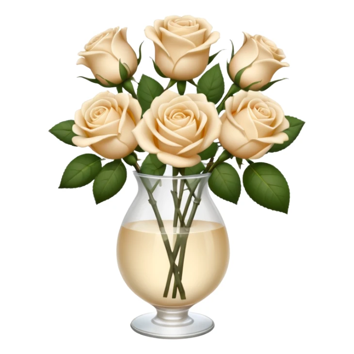 Cream color roses in glass vase sticker