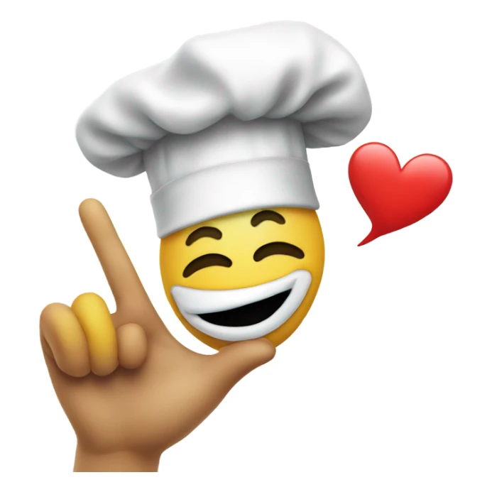 Emoji blowing a kiss with a heart wearing a chefs hat sticker