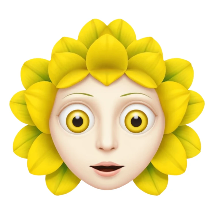 five leaved yellow anemone eyes mouth sticker