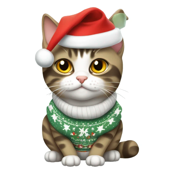 European shorthair cat wearing christmas Sweatshirt  sticker