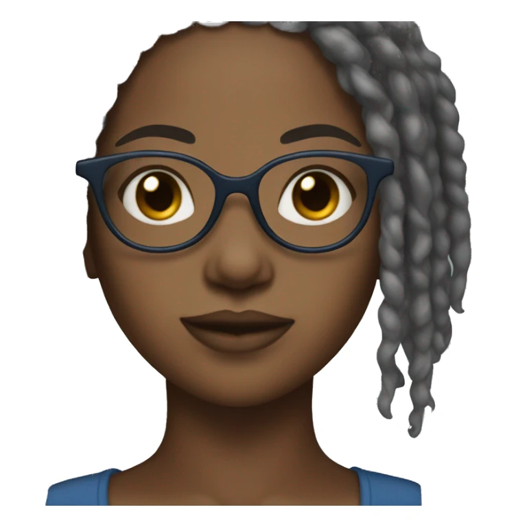 Black girl with microlocs and blue glasses sticker
