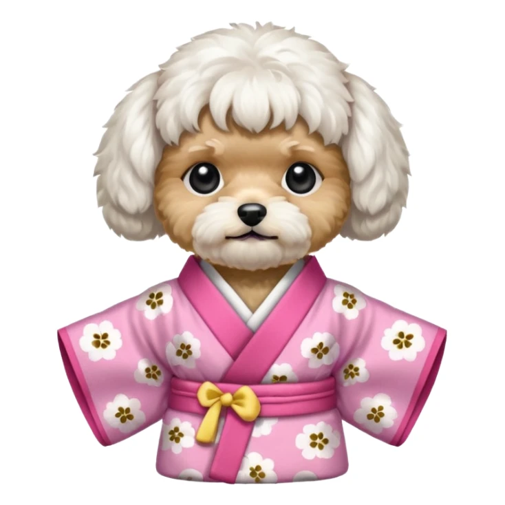 All White face Maltipoo with pink kimono sticker