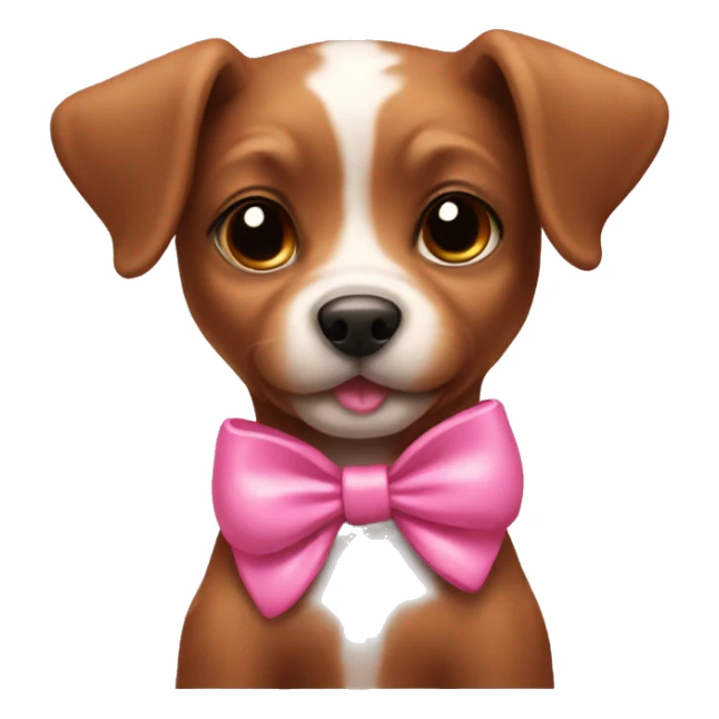brown puppy with a small coquette pink bow on its head sticker