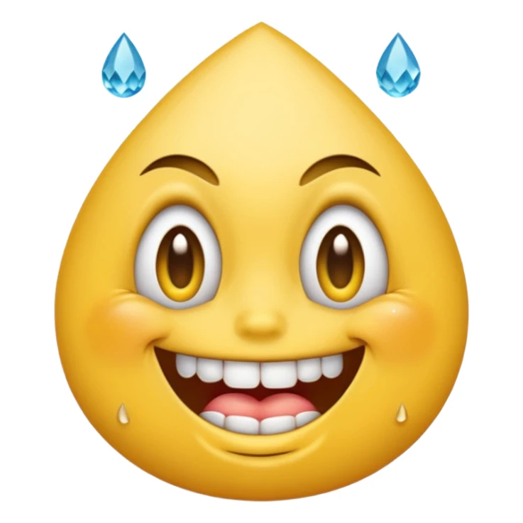 yellow emoji face, grimacing, diamond-encrusted teeth, teardrop tattoo below eye sticker