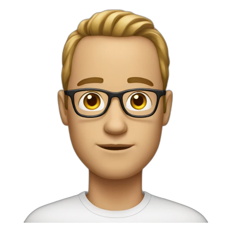 white male with a big forehead, glasses and slight stubble sticker