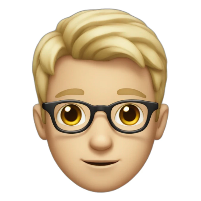 white boy with big eyes and glasses with big ears sticker