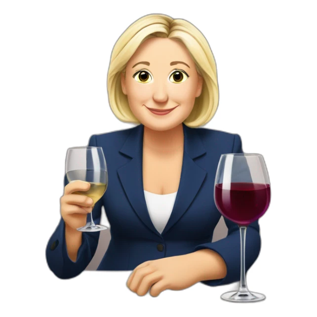 Marine le pen avec un verre de vin sticker