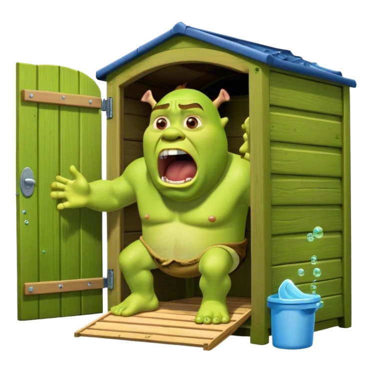 Shrek. Ayo, pee pee poo poo check! PEE PEE POO POO OO OOOOOHHHH PEE PEE POO POO (autotuned except for Shrek. Ayo, pee pee poo poo check!) Part 4 but this time, he screams really loudly while poop bubbles off his wooden porta potty! sticker