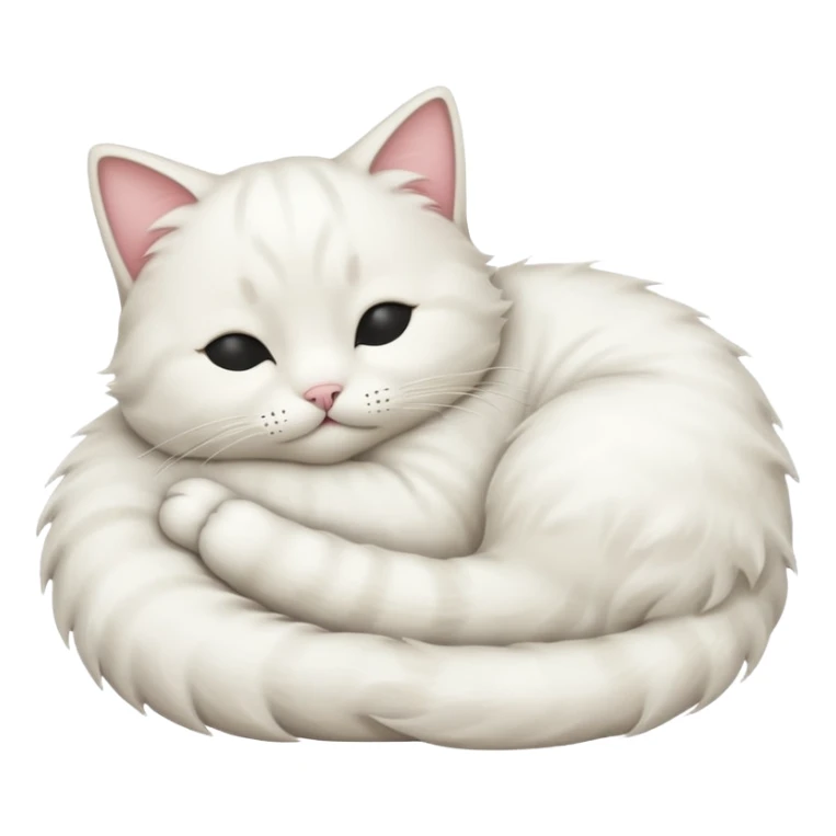 emoji of white sleeping cat with a tail hanging down sticker