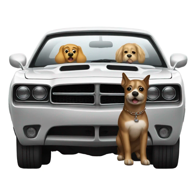 Dog driving dodge charger sticker