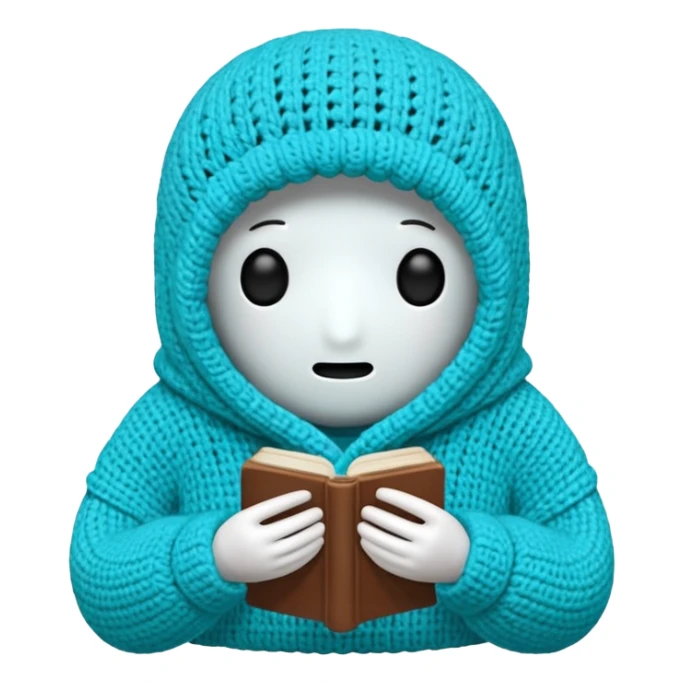 novelo de crochê na cor ciano sem rosto sticker