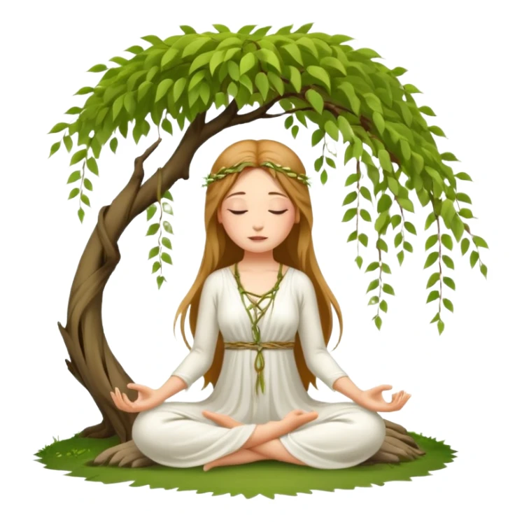 Willow tree and fairy meditation  sticker