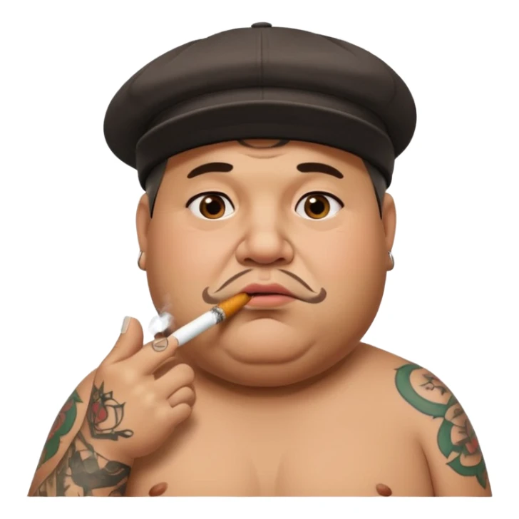 a fat dad with a cap and tattoos, with a cigarette in his mouth sticker