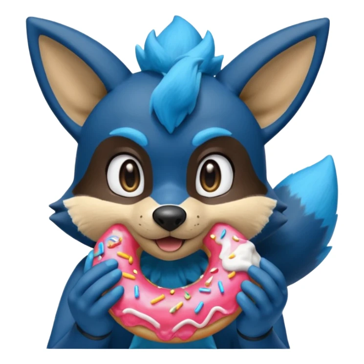 Lucario eating a sugary donut sticker