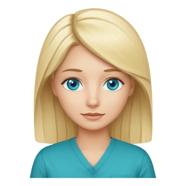 Generate blonde blue eyed woman technologist (code U+1F469 U+1F3FB U+200D U+1F4BB) with Teal shirt (not the purple one) sticker