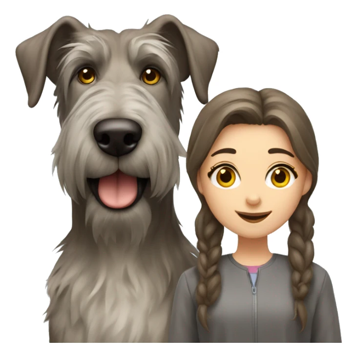 brown hair girl and Irish wolfhound dog  sticker